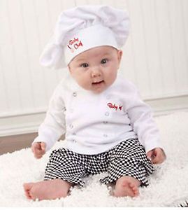 3pcs Baby Boys Long Sleeve Pants Chef Adband Set Costume Fall Clothing 0 36M