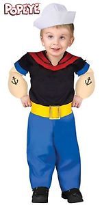 Muscle Popeye Costume Toddler Boys Infant Childs Pop Eye Sailor Man Kids New