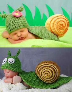 Baby Crochet Snail Hat Shell Outfit Set Photo Photography Prop Costume Boy Girl