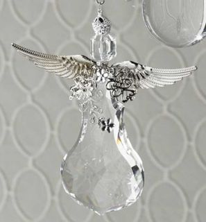Crystal Angel Tear Drop Winged Christmas Ornament 5 5" New