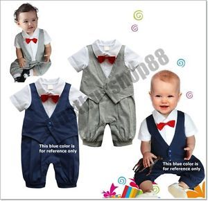 Smart Baby Toddler Boy Gentleman Costume w Red Bow Blue or Grey 3 18 Months