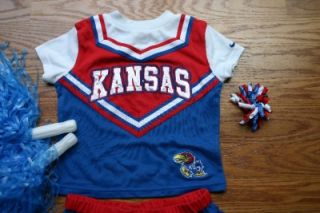 Kansas Jayhawks KU Cheerleader Costume Outfit Uniform Dress 5pc Set 6X Cheer