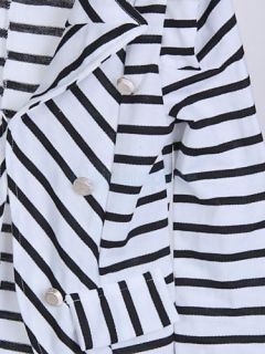 Womens Ladies 3 4 Sleeve Stripes Shrug Fit Suit Button Blazer Jacket Coat Top