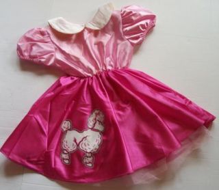 50's Halloween Costume Pink Poodle Skirt Dress Girl Small s Barbie