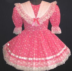 Pretty in Pink Flowers Adult Baby Sissy Dress Made to Fit Leanne