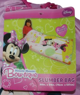Disney Minnie Mouse Slumber Sleeping Bag with Backpack Girl Age 3 New