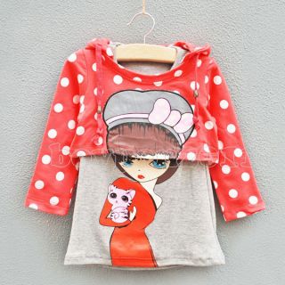 New Kids Girls Sportswear Lovely Top Hood and Shirt Outfit Sets Ages 3 7Y