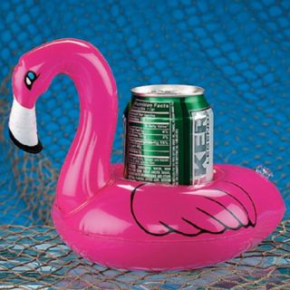 Floating Drink Holders Set of 4 Pink Flamingo Inflate Can Coaster Swimming Pool