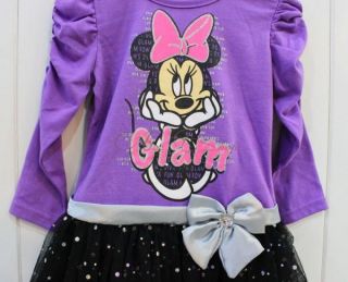 Girls Baby 2T 3T 4T Minnie Mouse Costume Top Dress Glitter Tutu Skirt Outfit