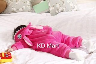 New Baby Boy Girl Animal Fleece Costume Pajamas Sleepwear Outfit Sze 00 0 1 2