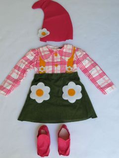 Infant Toddler Girl Flower Garden Gnome Elf Halloween Costume Size 12 24 Mos