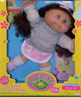 Cabbage Patch Kids Doll Kaila Layla DK Brown Curly Hair Blue Eyes Teeth July 12