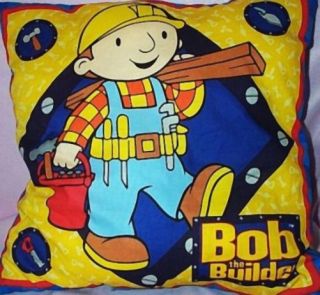 New Bob The Builder Pillow Bedroom Decor Boy Blue Red Yellow 17" by 17 inch New