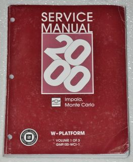2000 Chevy Impala LS Monte Carlo SS Factory Shop Service Repair Manual Set 00