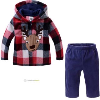 2pc New Baby Boys Outerwear Long Pants Set Clothes Girls Costume Cotton "Deer"