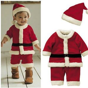 Lovely Baby Boys Girls Xmas Santas Party Suit Costume Formal Dress Outfit Gift