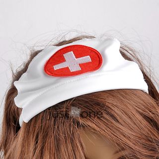 Sexy Women Lady Lingerie Open Front Backless Costume Nurse Suit Dress Hat Set