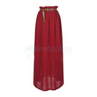 Women Sexy Chiffon Ankle Length Long Elastic Waist Pleated Skirt Elegant Dress