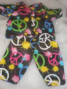 Clothes for Bitty Baby American Girl Black Peace Sign PJ'S