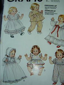 Simplicity 3879 Baby Doll Clothing Pattern Uncut for 12 14 16 18 20 22 inch Doll