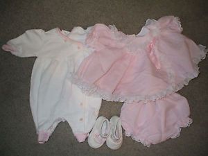 Lot of Preemie Baby Girl Clothes Dress One Piece Shoes