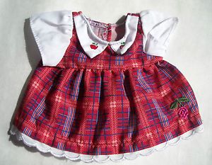 Baby Doll Clothes Dress 10" Red Blue Plaid Dress