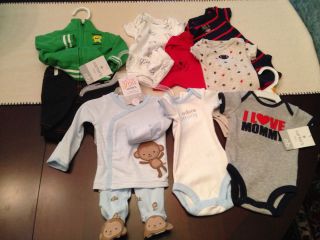 Large Lot Carter's Baby Boy Clothing New w Tags Newborn 10 Total Pieces