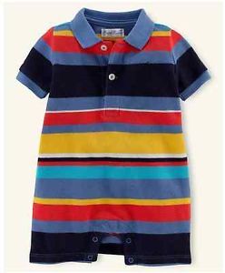Ralph Lauren Baby Boy Designer Clothes Romper Striped Blue Red 3 6 9 Months