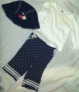 Gymboree Whale Watching Outfit w Matching Hat Fourth of July Size 3 6 Months