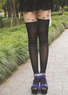 Sexy Girls Snow Flake Mock Knee High Hosiery Pantyhose Tattoo Legging Tights 30D