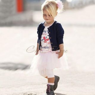 Girl Baby T Shirt Cardigan Tutu Dress Skirt Kids 3pc Costume Sets Outfits Sz 1 5