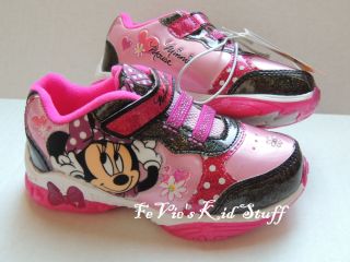Disney Minnie Mouse Bowtique Light Up Sneakers Shoes Sizes 6 7 8 9 10