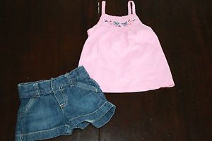 Toddler Girls Tank Top Tee Shirt Jeans Shorts Outfit 2 PC Set Clothes 24M 2T 18M