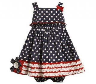 Bonnie Jean Baby Girls Patrotic July 4th Dress Sizes 12 18 24 Months Polka Dots