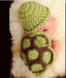 Newborn Baby Tortoise Hand Knitted Costume Photo Photography Prop Hats H 25