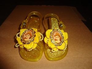 Girls Disney Princess Belle Beauty and Beast Gel Light Up Costume Shoes Size 7 8