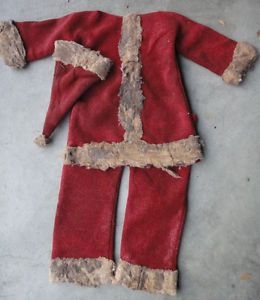 1930s Antique Child Christmas Santa Suit Clothing Costume Hat Pants Jacket Doll