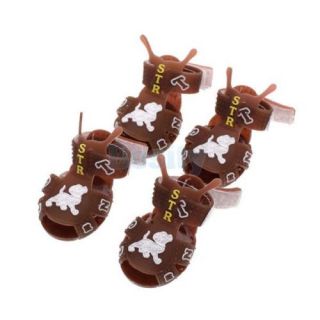 3X Cool Pet Doggie Dog Chihuahua Summer Shoes Sandals Velcro Strap Coffee Rubber