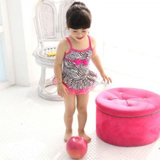 Girls Zebra Swimsuit Swimwear Pink Ruffle Tutu Swimming Costume Ages 3 7 Years
