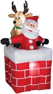 Gemmy Airblown Inflatable Animated Reindeer Santa Prop Christmas Decor Village