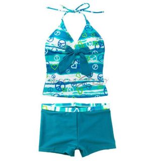 Girls Halter Swimwear Kids Swimming Costume Bathing Suit Tankini Sz 8 10 12 14