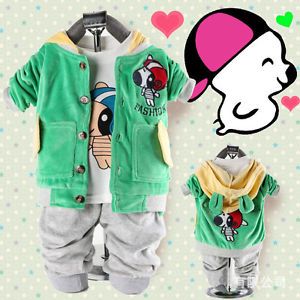 Cute Baby Girl Boy Unisex Winter Outfits Set Coat Hoody Pants Outerwear Clothes