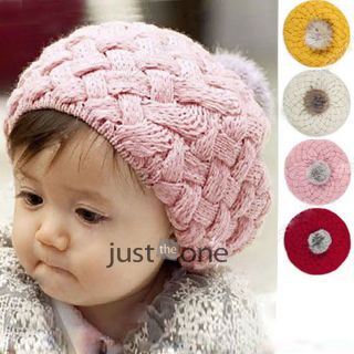 Cute Baby Kids Girls Toddler Woolen Knitted Furry Crochet Beanie Hat Cap Warm