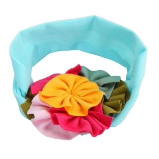 Cotton Soft Pretty Baby Hair Flower Headband Clip aby Toddler Colorful Blue