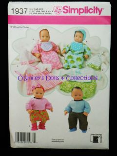 Simplicity 15" Doll Clothing Pattern Baby Dolls Twin Babies 1937 Uncut New