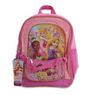 Disney Princess Ariel Rapunzel Set 16" Backpack Book Bag School Girls Purse