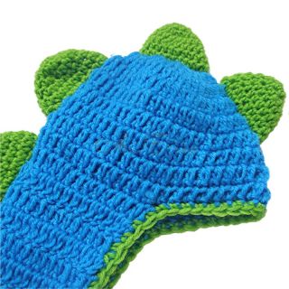 Newborn Baby Kid Child Handmade Crochet Knit Dinosaur Hat Cap Costume Photo Prop