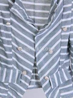 Womens Ladies 3 4 Sleeve Stripes Shrug Fit Suit Button Blazer Jacket Coat Top