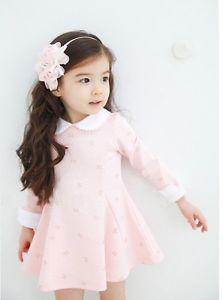 Baby Girl Clothing Toddler Pink Dress Skirt Girl Spring Fall Cotton Dress SIZE2T