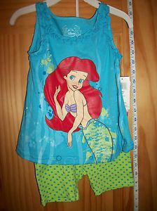 New Disney Princess Baby Clothes 2T Little Mermaid Short Set Girls 2 PC Outfit